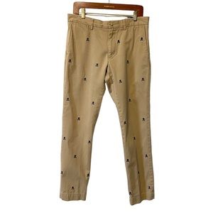 POLO Ralph Lauren Skull & Crossbones Khaki Slacks Flat Front Slim Fit 32 X 30